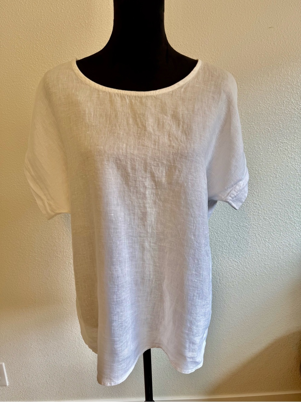 Terzo Millennio Linen Top  White Made in Italy Lace Back Detail Short Sleeve M